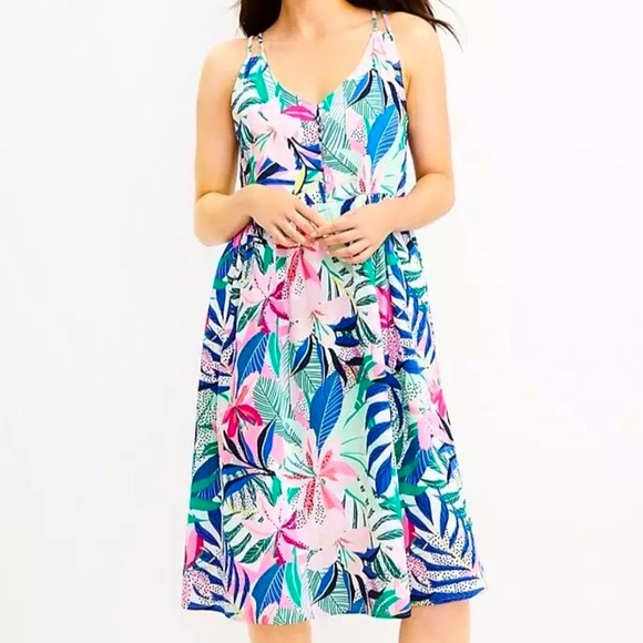 NWT Ann Taylor Loft Tropical Strap Dress - Picture 3 of 9
